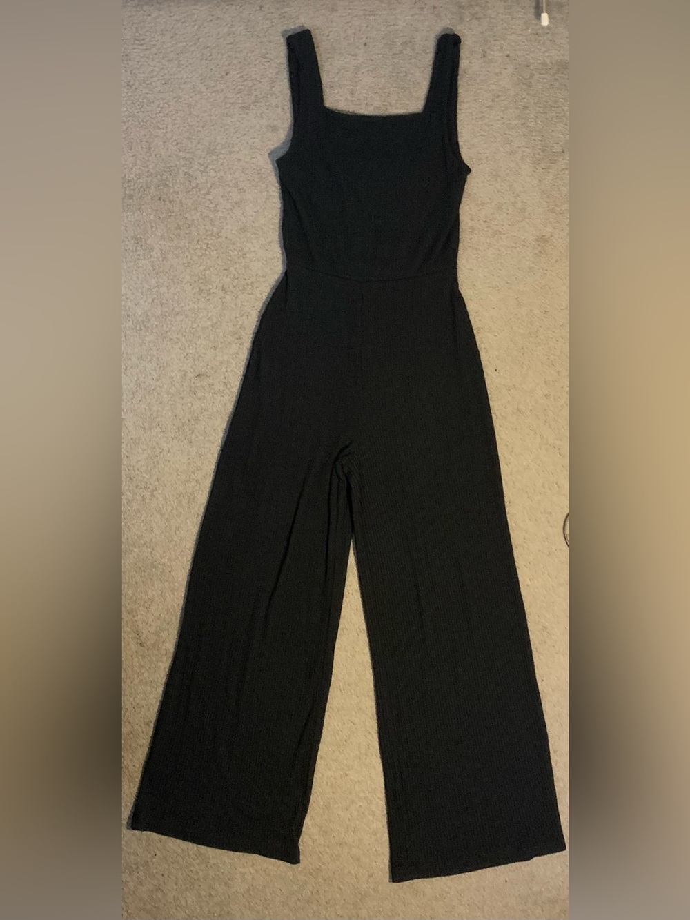 GAP Black Square-Neck Wide-Leg Jumpsuit